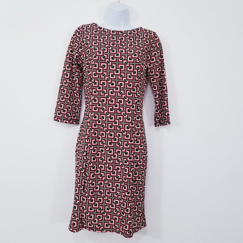 Jude Connally Boat Neck Sheath Dress 3/4 Sleeves